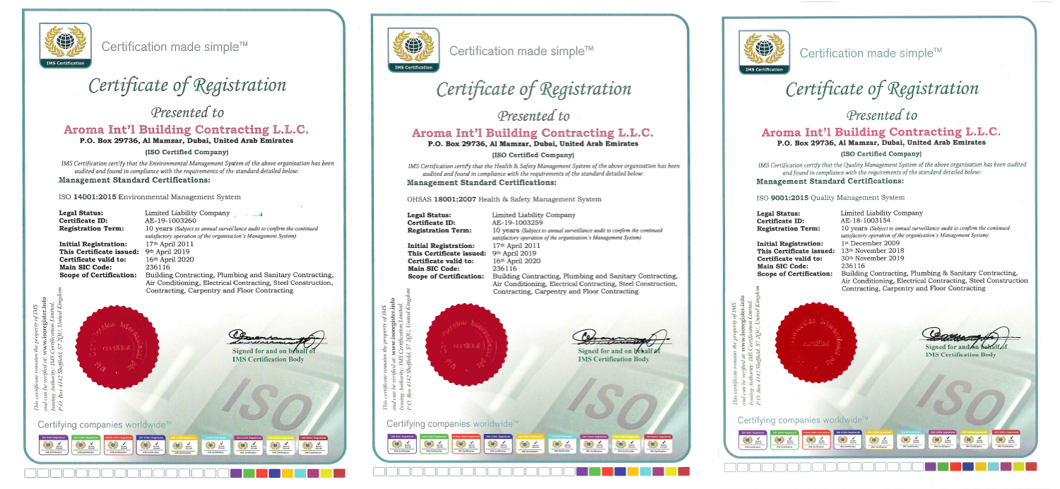 Awards Aroma International Building Contracting (L.L.C)